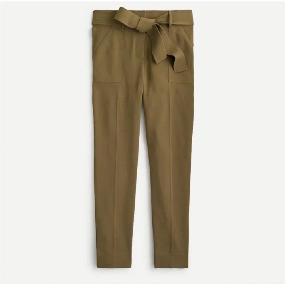 J.Crew Easy tie front straight leg pant 365 crepe moss